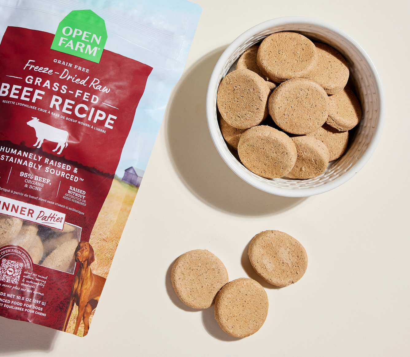 Open Farm Grass-Fed Beef Freeze Dried Raw Patties for Dogs