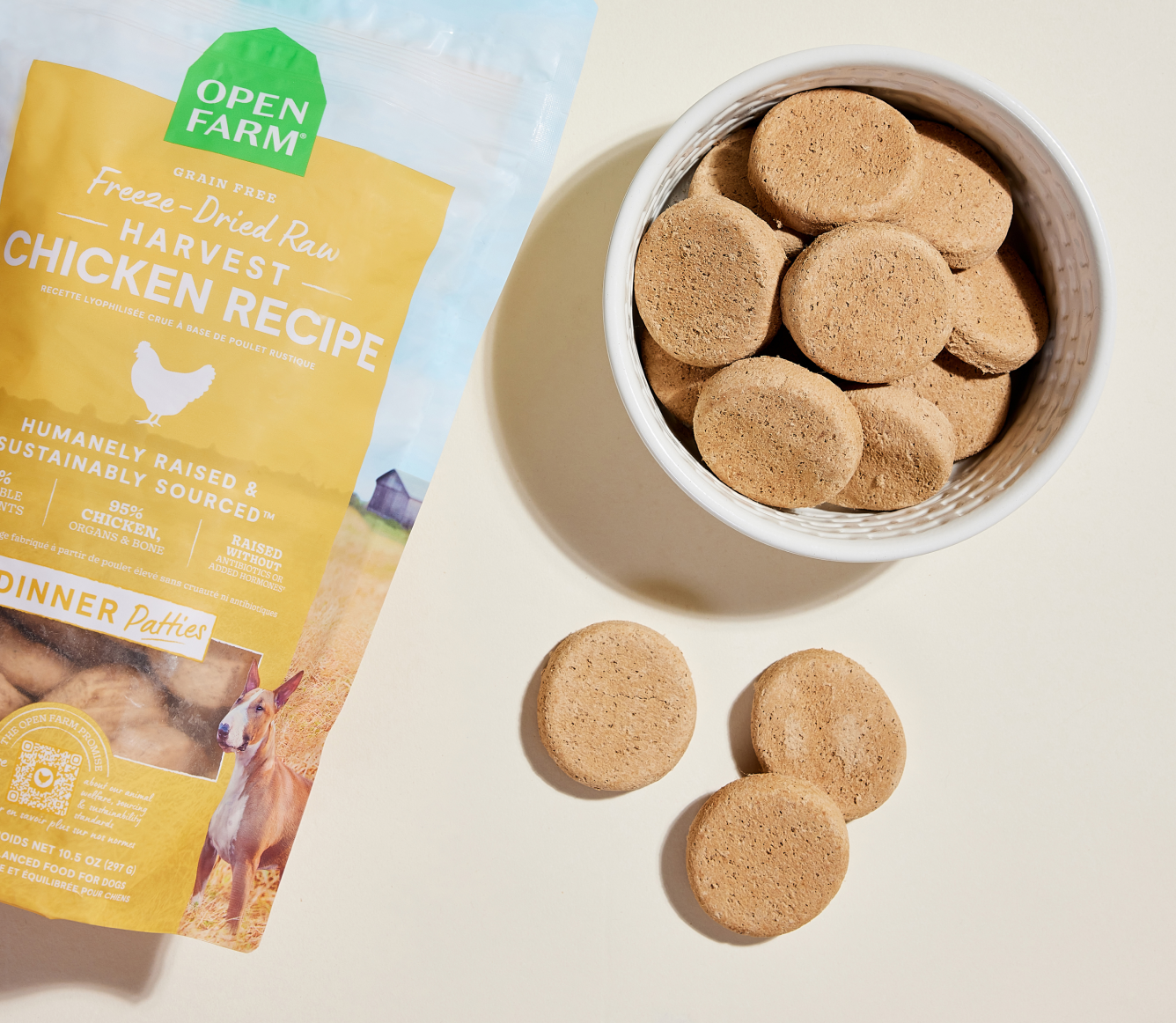 Open Farm Harvest Chicken Freeze Dried Raw Patties for Dogs