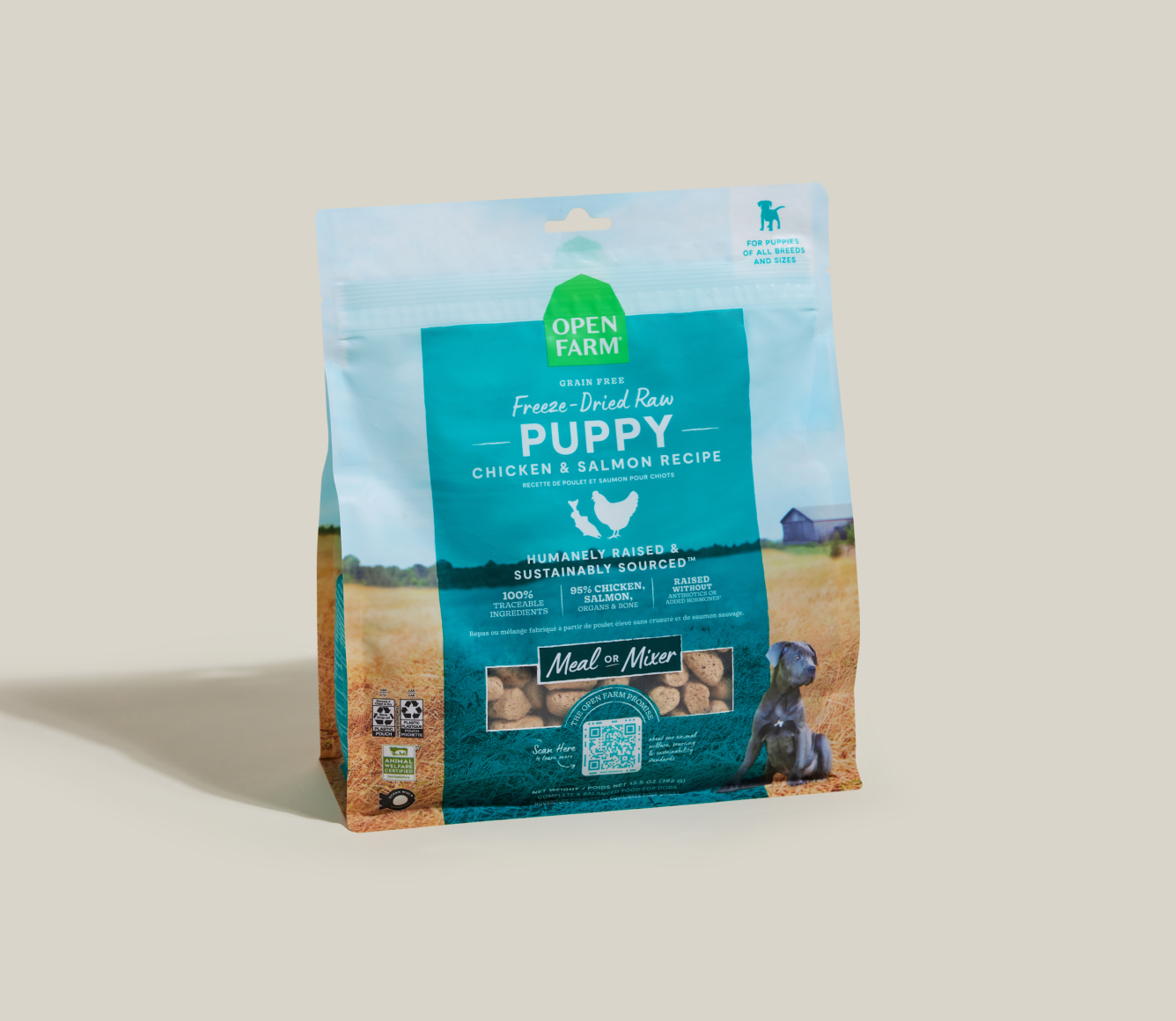 Open Farm Chicken & Salmon Freeze Dried Raw Morsels for Puppies