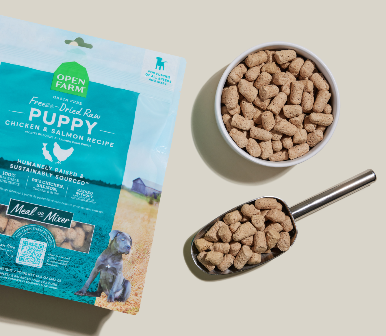 Open Farm Chicken & Salmon Freeze Dried Raw Morsels for Puppies