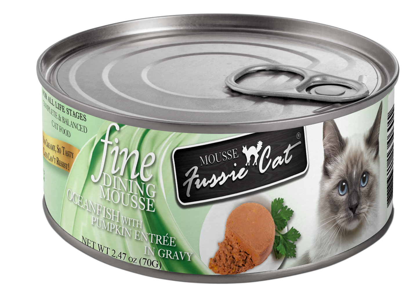 Fussie Cat Fine Dining Mousse Ocean Fish With Pumpkin Entree In Gravy 2.47-oz, Wet Cat Food, Case Of 24