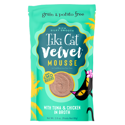 Tiki Cat Velvet Mousse, Chicken And Tuna In Broth Recipe 2.8-oz Pouch, Wet Cat Food