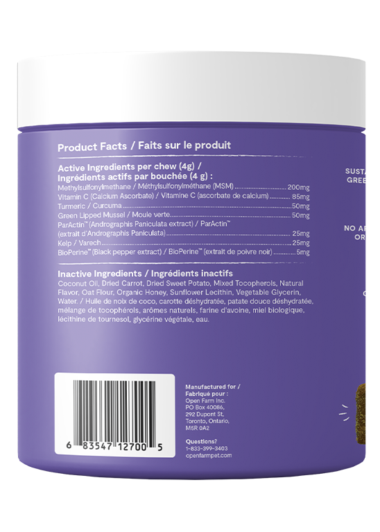 Open Farm Hip & Joint Health Supplement Chews for Dogs