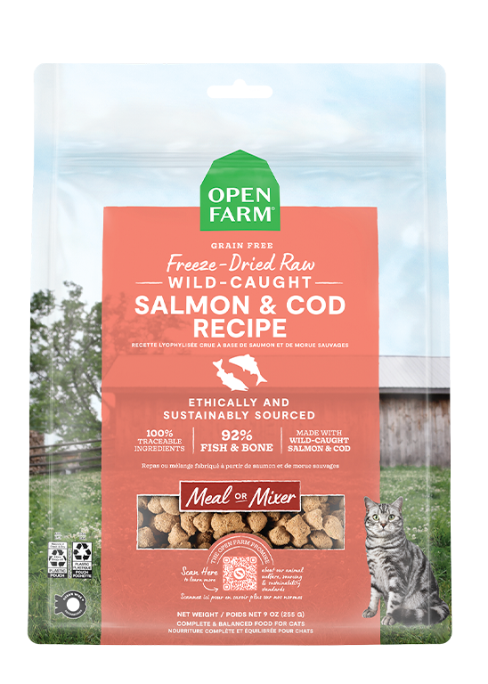 Open Farm Pet Wild-Caught Salmon & Cod Freeze Dried Raw Morsels for Cats