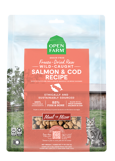 Open Farm Pet Wild-Caught Salmon & Cod Freeze Dried Raw Morsels for Cats