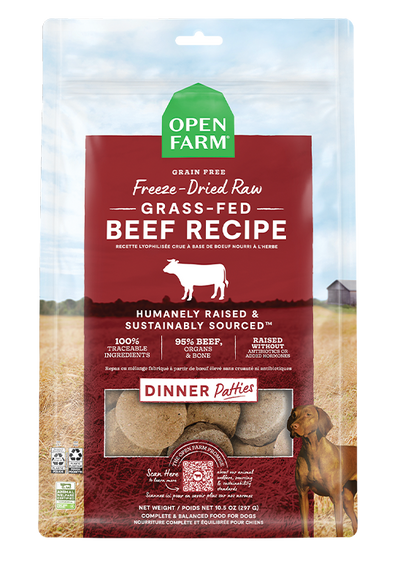 Open Farm Grass-Fed Beef Freeze Dried Raw Patties for Dogs