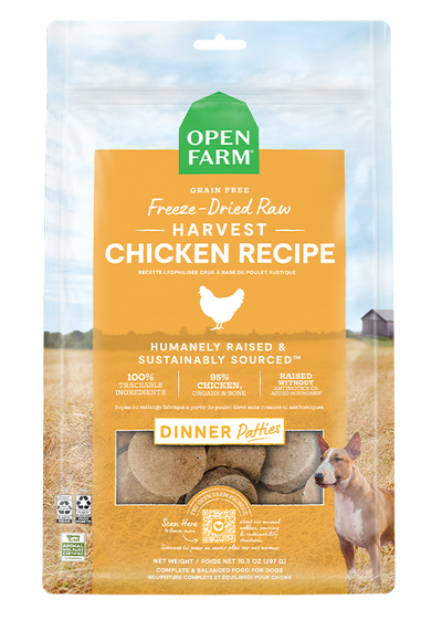 Open Farm Harvest Chicken Freeze Dried Raw Patties for Dogs