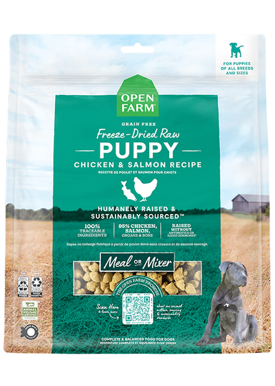 Open Farm Chicken & Salmon Freeze Dried Raw Morsels for Puppies