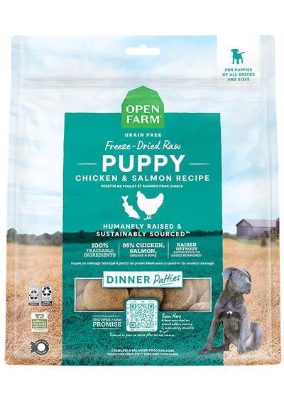 Open Farm Chicken & Salmon Freeze Dried Raw Patties for Puppies