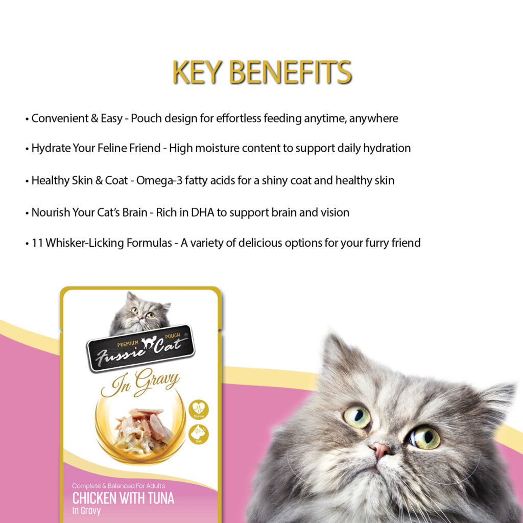 Fussie Cat Chicken With Tuna In Gravy 2.47-oz Pouch, Wet Cat Food