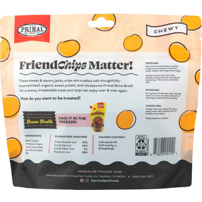 Primal FriendChips Matter Jerky Treats for Dogs - Beef Recipe