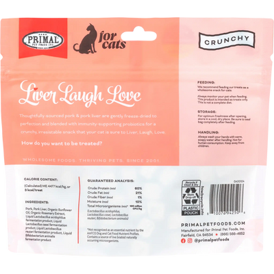 Primal Liver Laugh Love Freeze-Dried Treats for Cats - Pork Liver Recipe