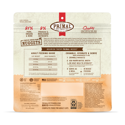 PrimalPetFood Freeze-Dried Raw Nuggets Cat Food - Pork Recipe