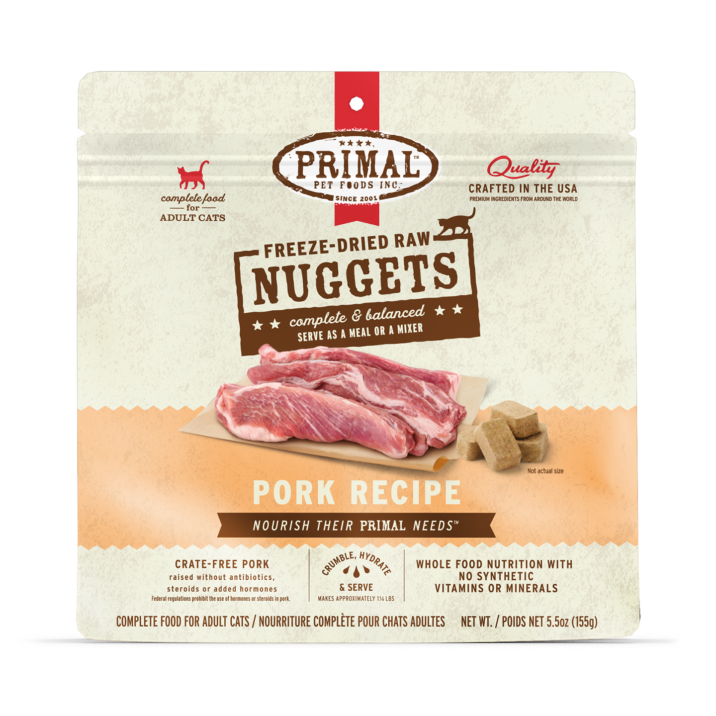 PrimalPetFood Freeze-Dried Raw Nuggets Cat Food - Pork Recipe