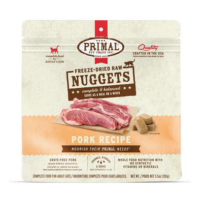 PrimalPetFood Freeze-Dried Raw Nuggets Cat Food - Pork Recipe