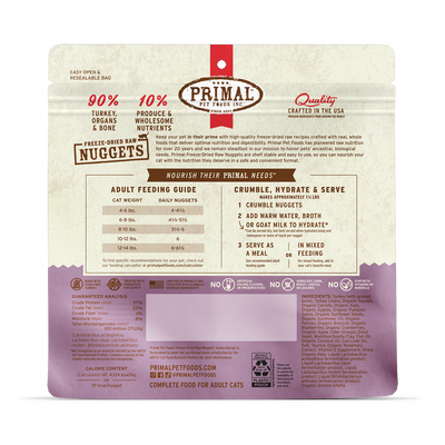 PrimalPetFood Freeze-Dried Raw Nuggets Cat Food - Turkey Recipe