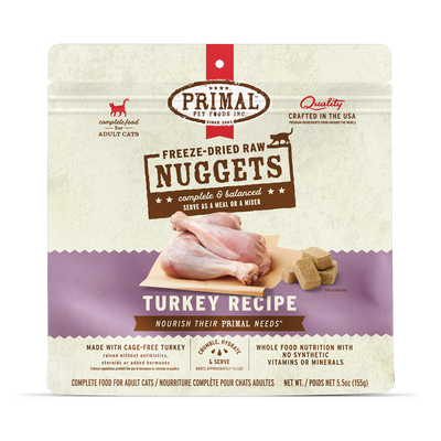 PrimalPetFood Freeze-Dried Raw Nuggets Cat Food - Turkey Recipe
