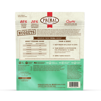 PrimalPetFood Frozen Raw Nuggets Dog Food - Chicken Recipe