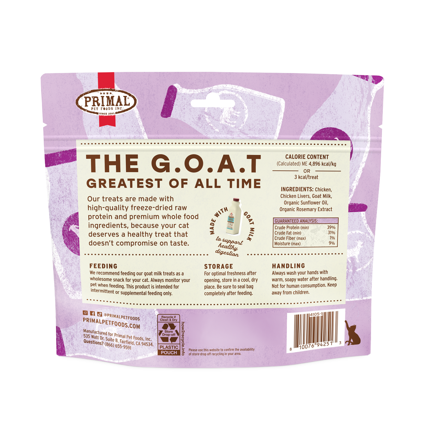 Primal Freeze-Dried Raw Cat Treats - The G.O.A.T.