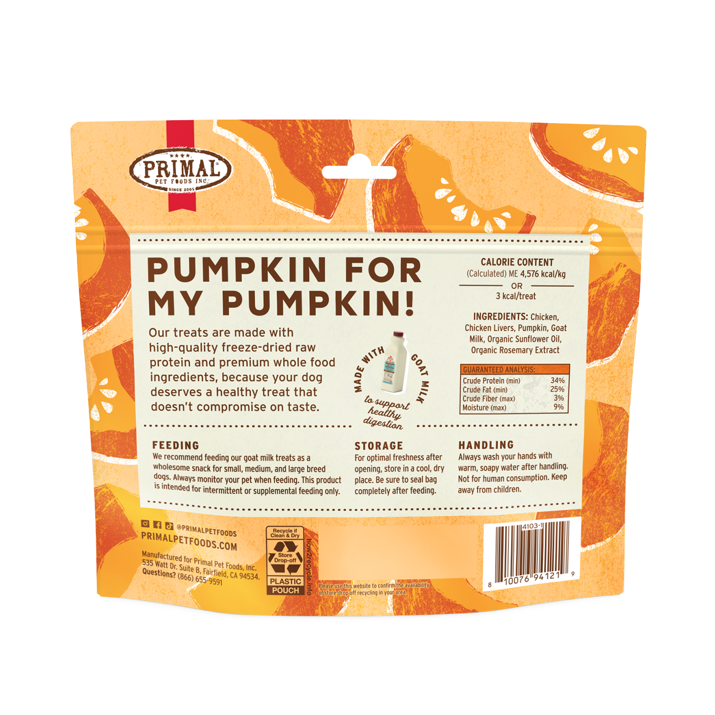 Primal Canine Chicken Pumpkin For My Pumpkin 2oz/10 count
