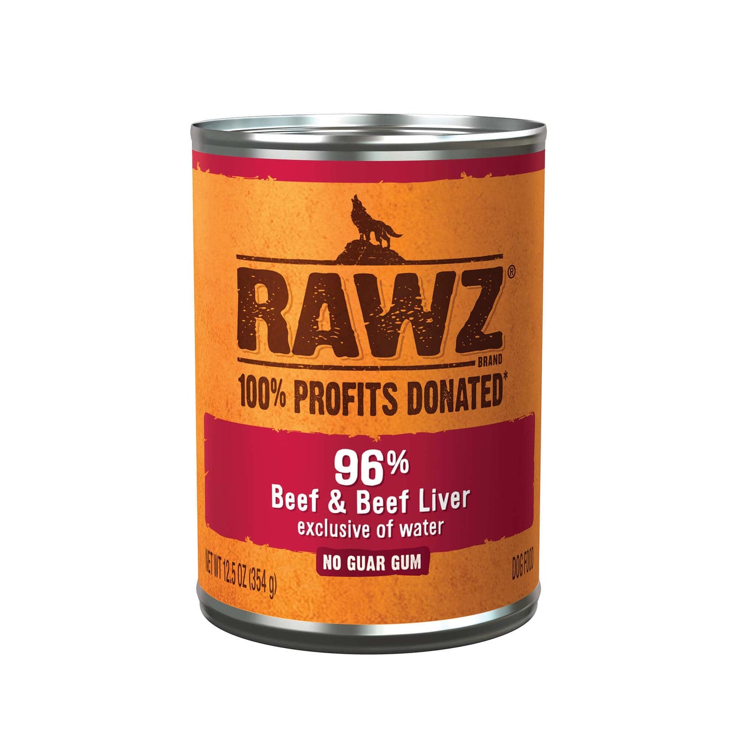 RAWZ® Steam Cooked 96% Beef & Beef Liver Recipe, Wet Dog Food, 12.5oz Case of 12