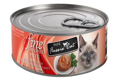 Fussie Cat Fine Dining Pate Sardine With Chicken Entrée In Gravy 2.82-oz, Wet Cat Food, Case Of 24