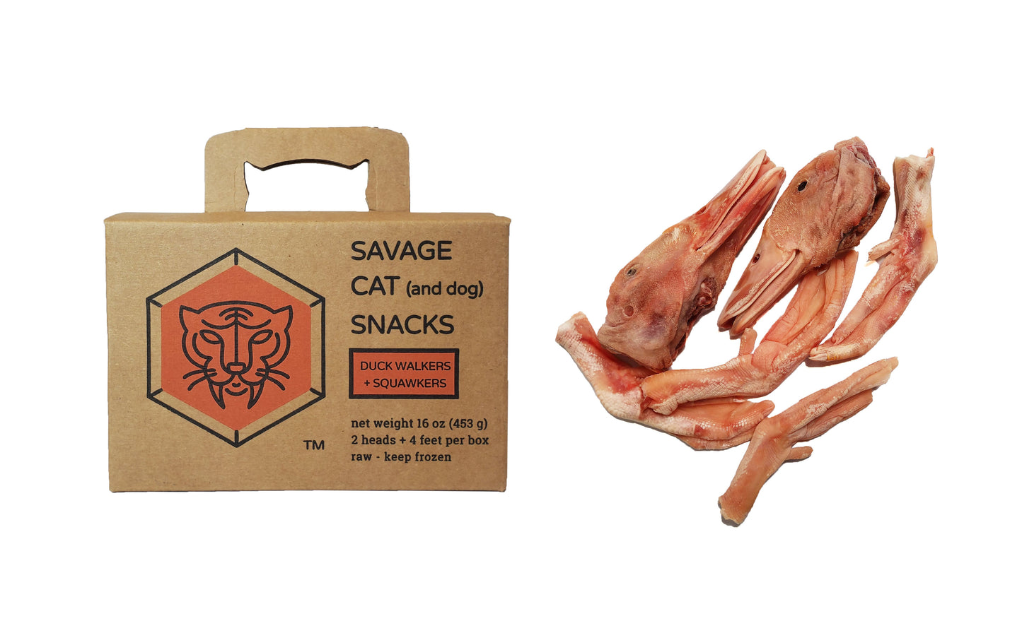 Savage Cat Duck Walkers and Squawkers, Frozen Raw Pet Chew