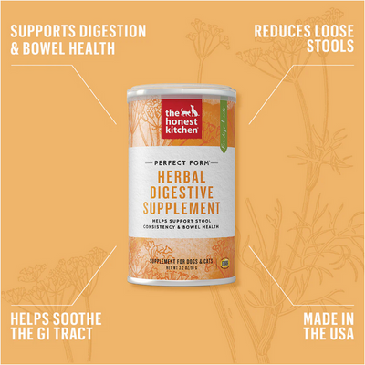 The Honest Kitchen Perfect Form Herbal Digestive Supplement Powder, 3.2-oz Can
