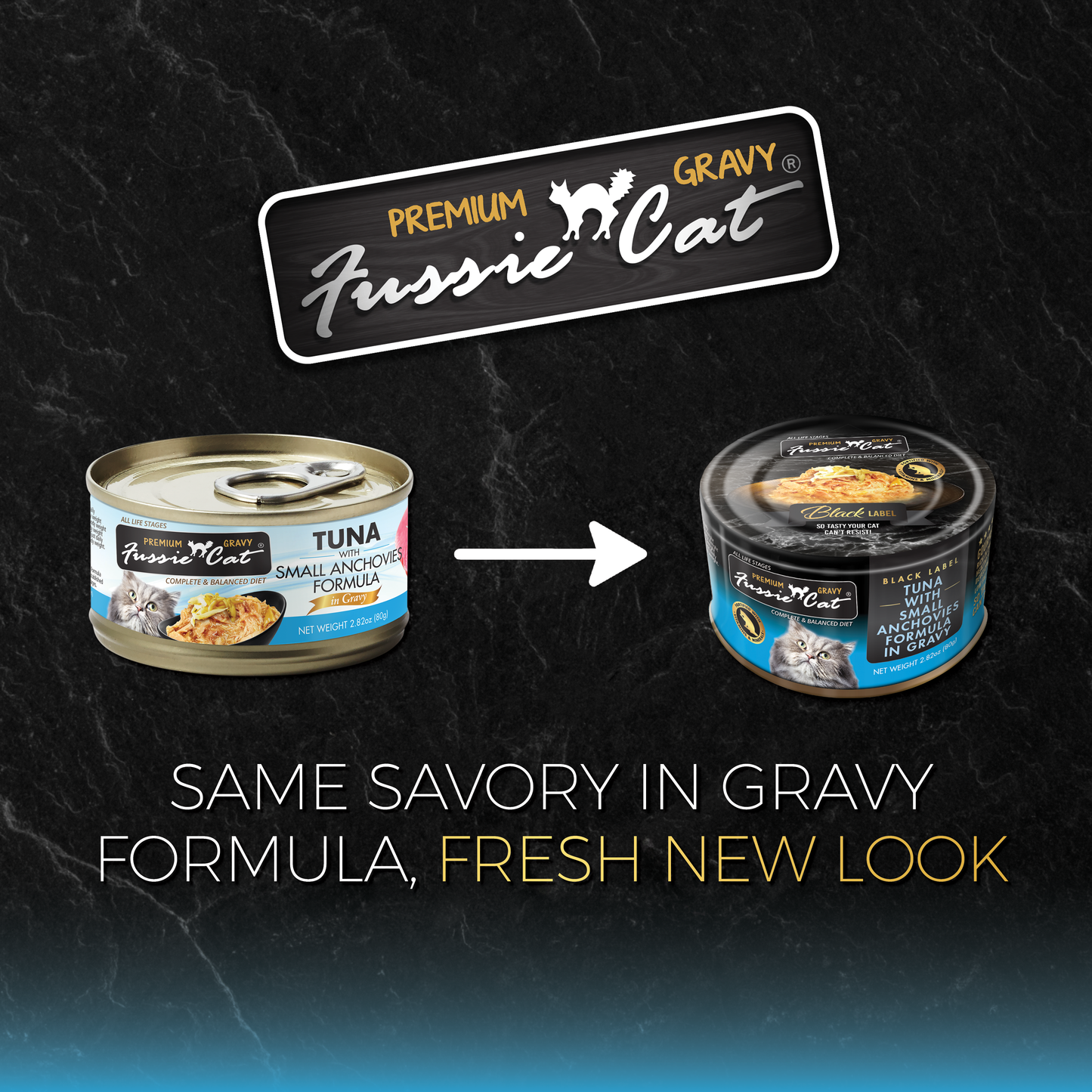 Fussie Cat Tuna With Small Anchovies Formula in Gravy, Wet Cat Food, 2.82-oz Case Of 24