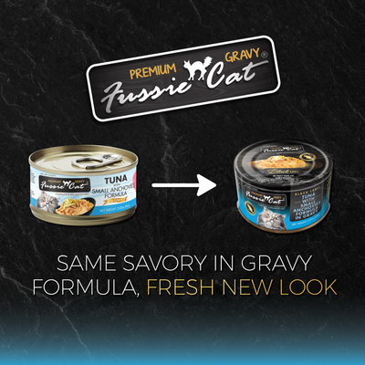 Fussie Cat Tuna With Small Anchovies Formula in Gravy, Wet Cat Food, 2.82-oz Case Of 24