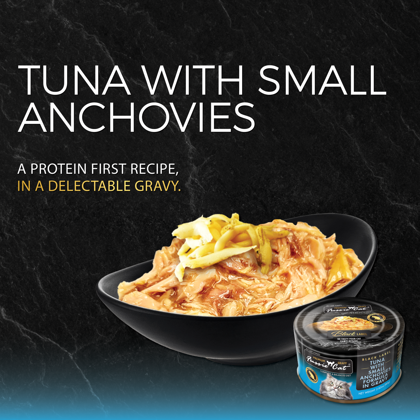 Fussie Cat Tuna With Small Anchovies Formula in Gravy, Wet Cat Food, 2.82-oz Case Of 24