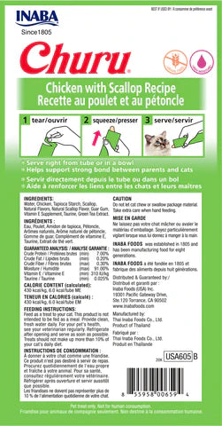 Inaba Churu Chicken With Scallop Recipe 2-oz, Cat Treat