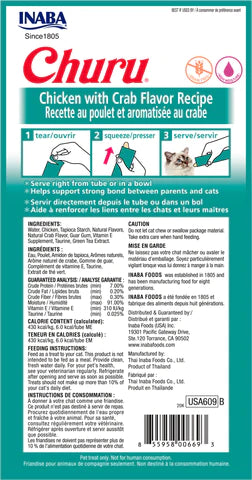 Inaba Churu Chicken With Crab Recipe 2-oz, Cat Treat