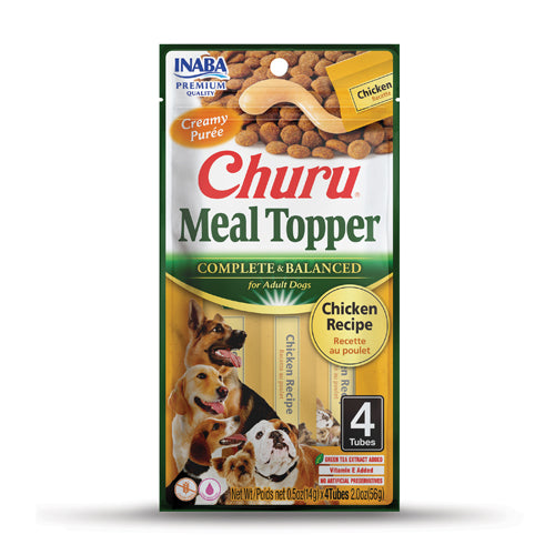 Inaba Churu Meal Topper For Dogs, Chicken Recipe, 4-Pack of 0.5-oz Tubes