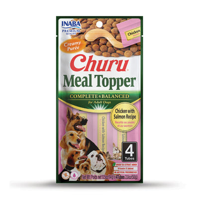 Inaba Churu Meal Topper For Dogs, Chicken & Salmon Recipe, 4-Pack of 0.5-oz Tubes