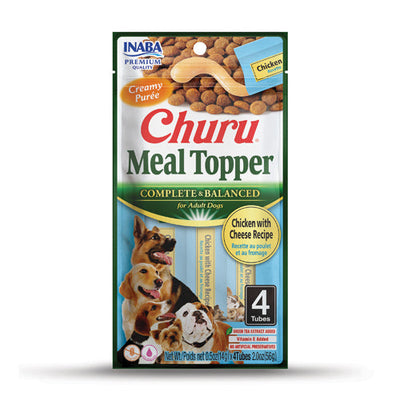 Inaba Churu Meal Topper For Dogs, Chicken & Cheese Recipe, 4-Pack of 0.5-oz Tubes