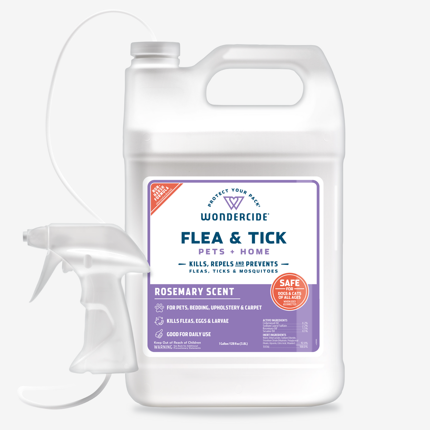 Wondercide Rosemary Flea & Tick Spray for Pets + Home with Natural Essential Oils