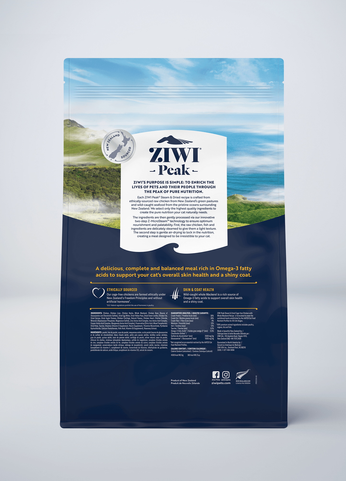 Ziwi Steam & Dried Cage-free Chicken with Whole Mackerel Recipe for cats