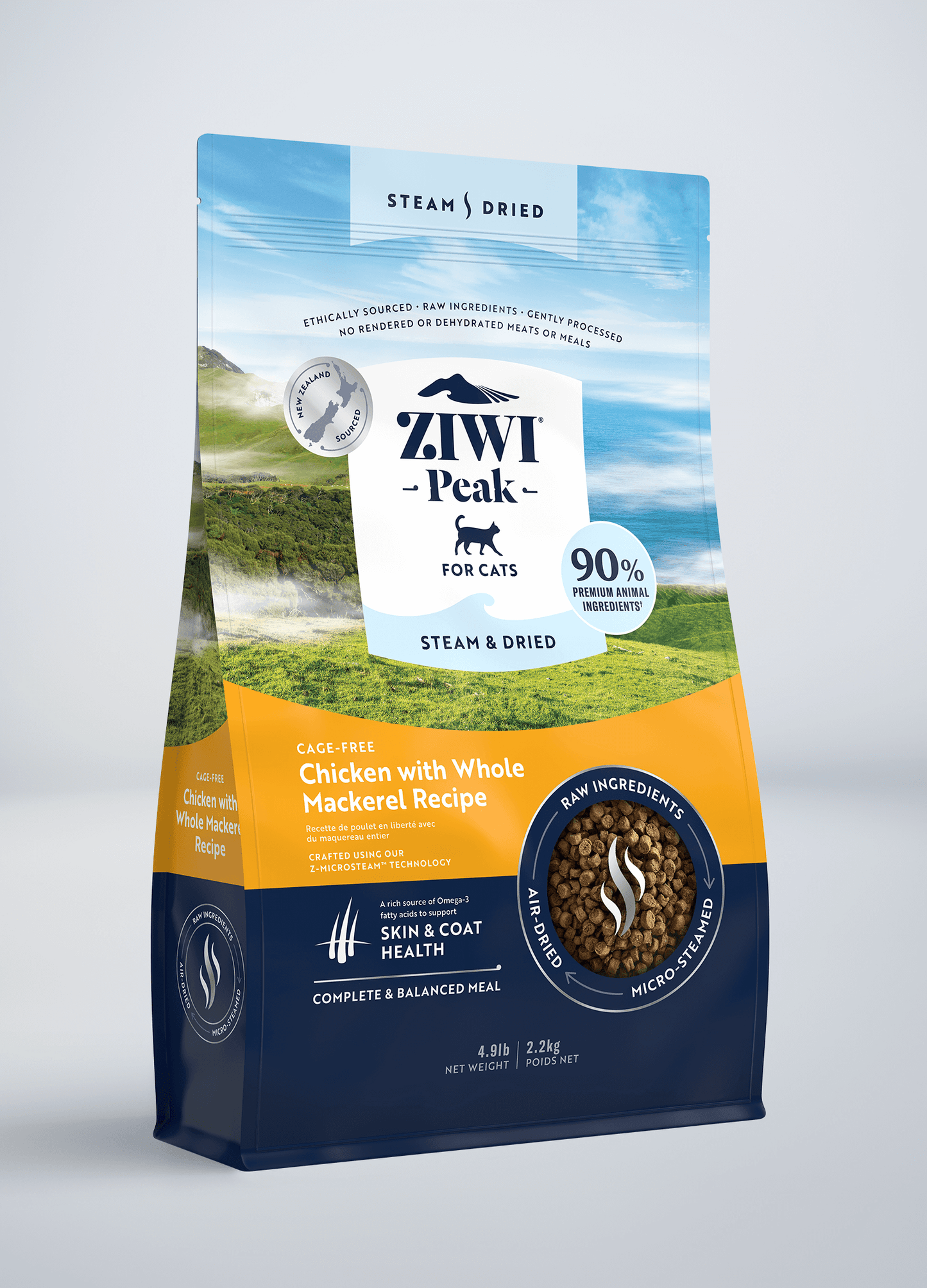 Ziwi Steam & Dried Cage-free Chicken with Whole Mackerel Recipe for cats