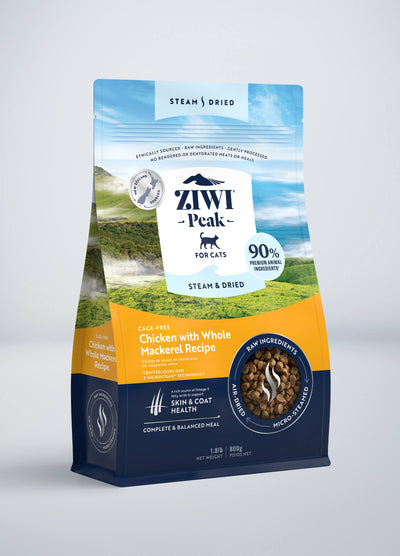 Ziwi Steam & Dried Cage-free Chicken with Whole Mackerel Recipe for cats