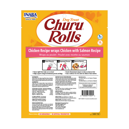 Inaba Churu Rolls Chicken With Salmon 3.36-oz, 8-Pack Dog Treat