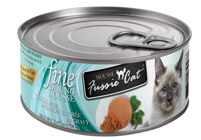 Fussie Cat Fine Dining Mousse Tuna With Pumpkin Entree In Gravy 2.47-oz, Wet Cat Food, Case Of 24
