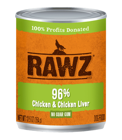 RAWZ® Steam Cooked 96% Chicken & Chicken Liver Recipe, Wet Dog Food, 12.5oz Case of 12