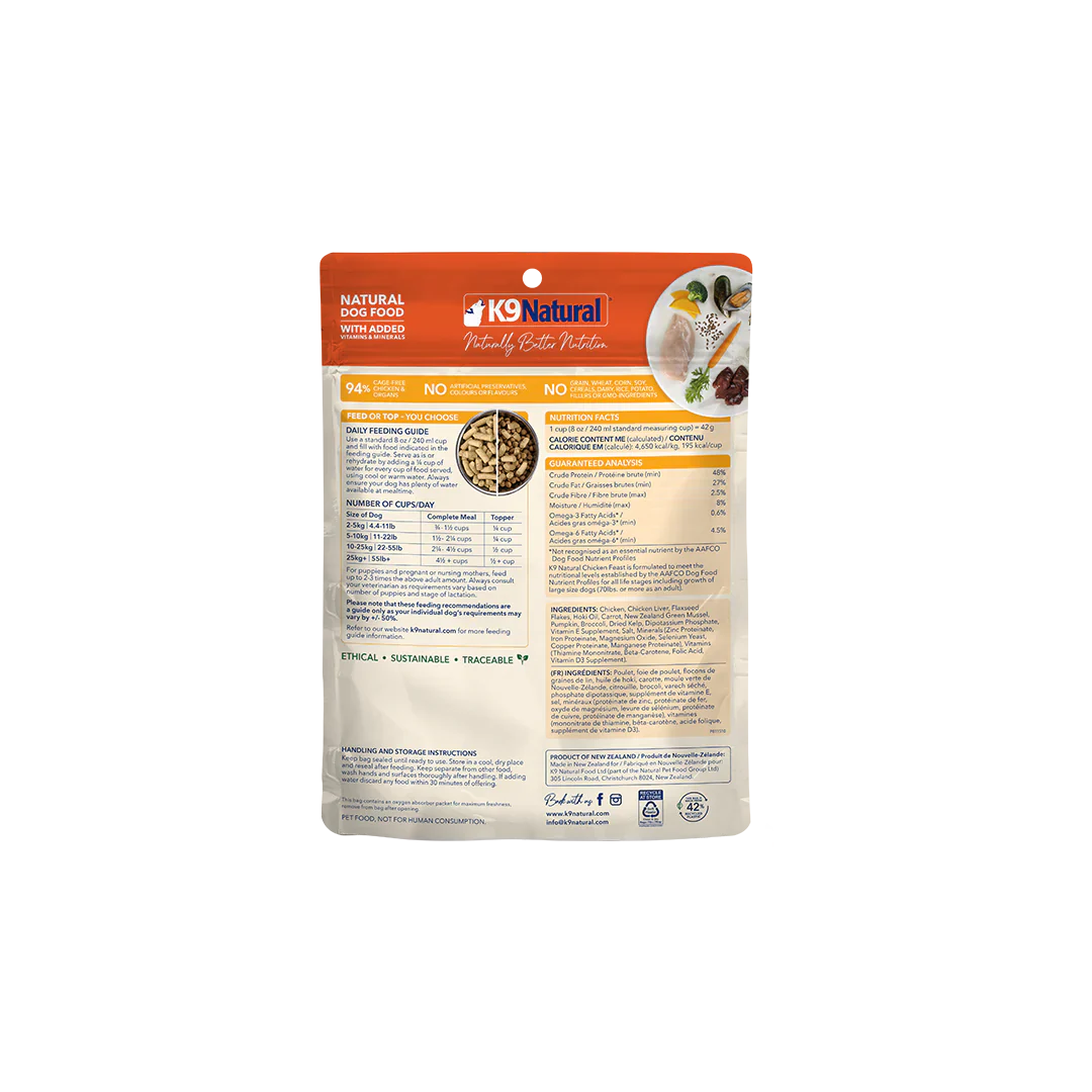 K9 Chicken Feast Freeze-Dried Dog Food