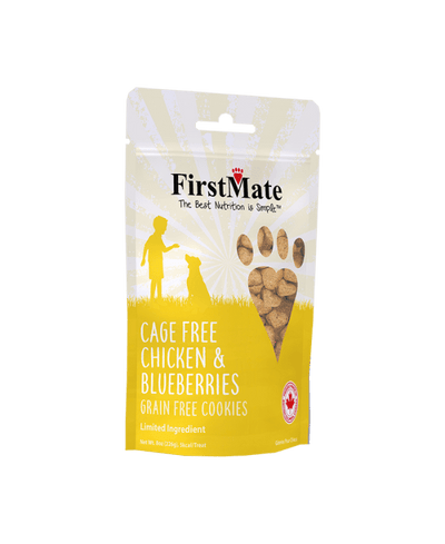 FirstMate Cage Free Chicken & Blueberries Dog Treats, 8-oz Bag