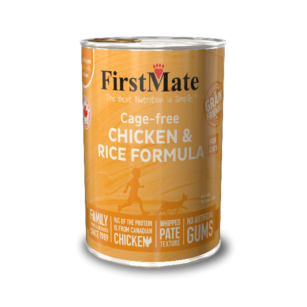 FirstMate Cage-free Chicken & Rice Wet Cat Food, Case of 12, 12.2-oz Cans