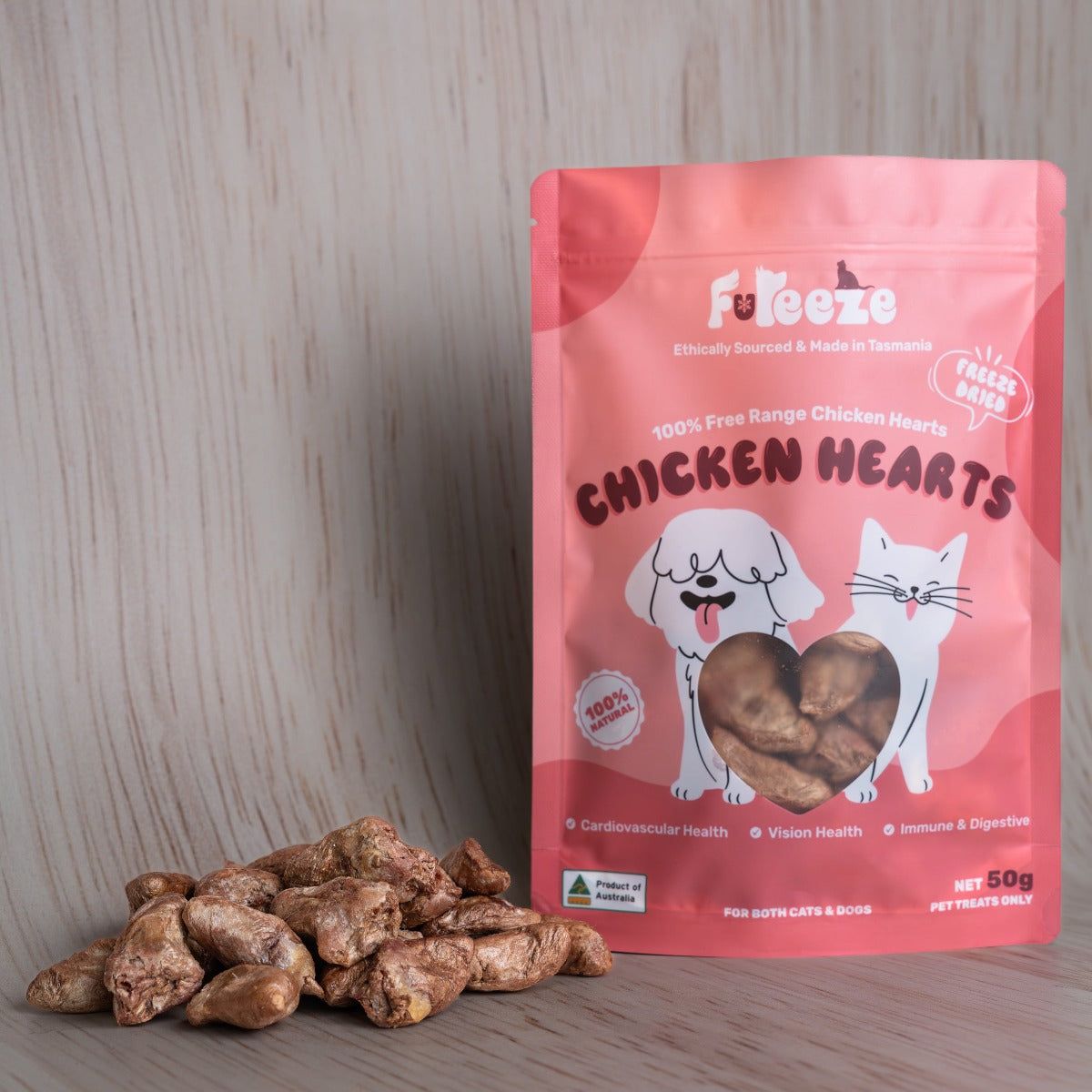 Freeze Dried Free Range Chicken Hearts 50g