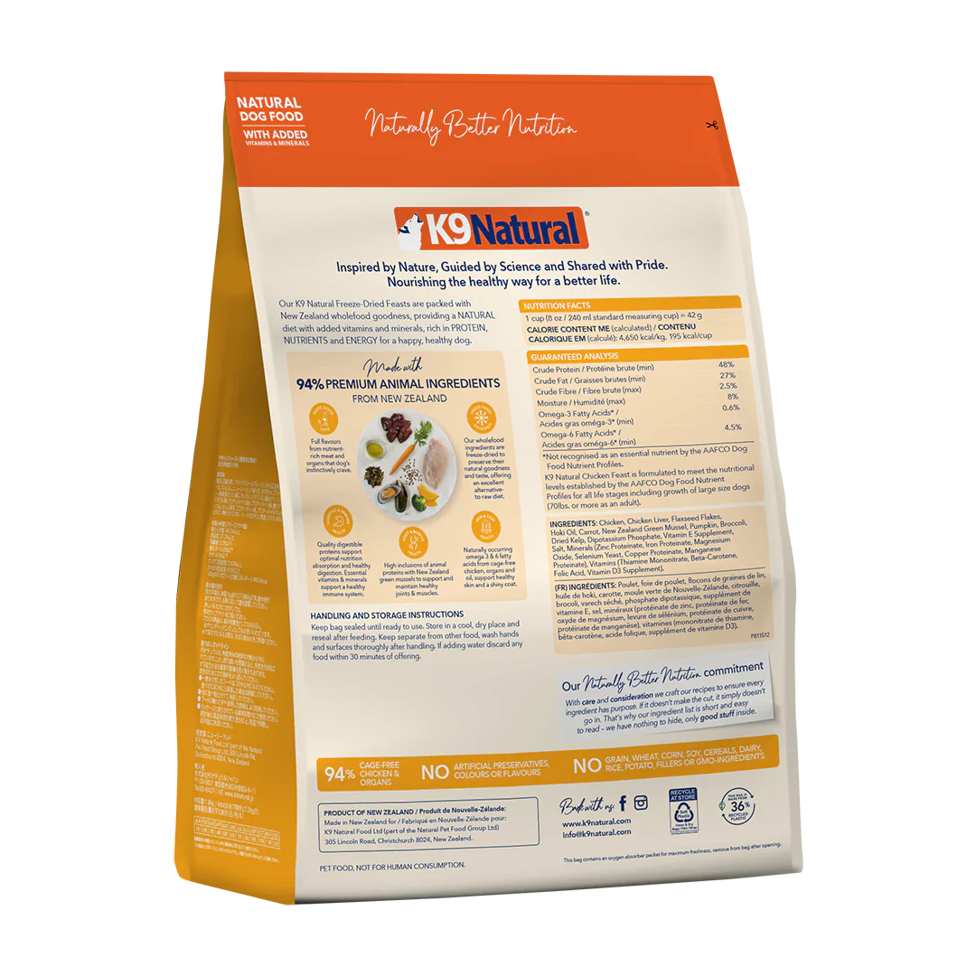 K9 Chicken Feast Freeze-Dried Dog Food