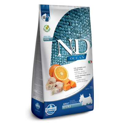 Farmina N&D Ocean Grain Free Cod, Pumpkin & Orange MIni Adult Dry Dog Food