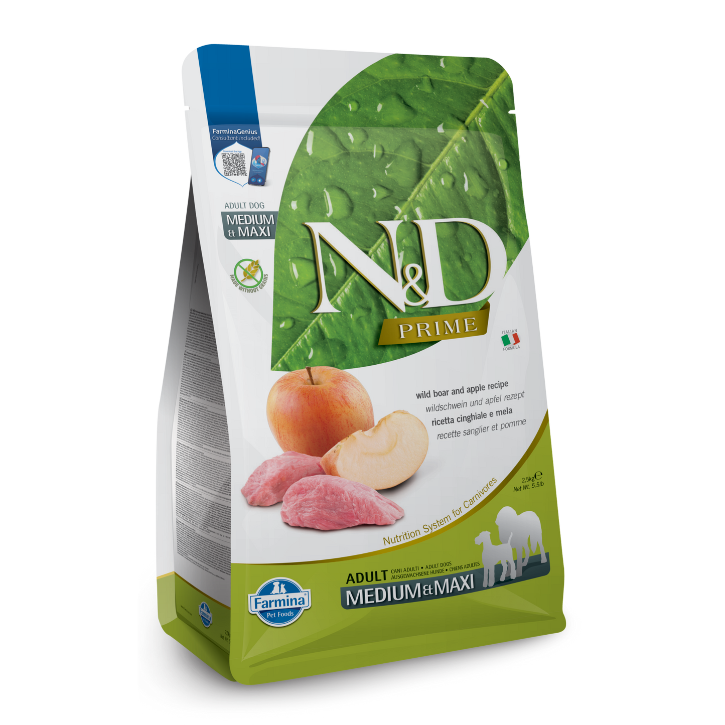 Farmina N&D Prime Grain Free Wild Boar & Apple Medium & Maxi Adult Dry Dog Food